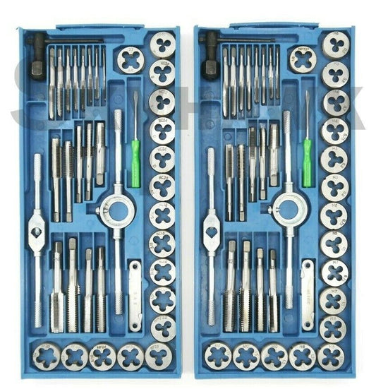 80 PC SAE and Metric Tap & Die Set Bolt Screw Extractor/Puller Kit Removal - skyhawktools