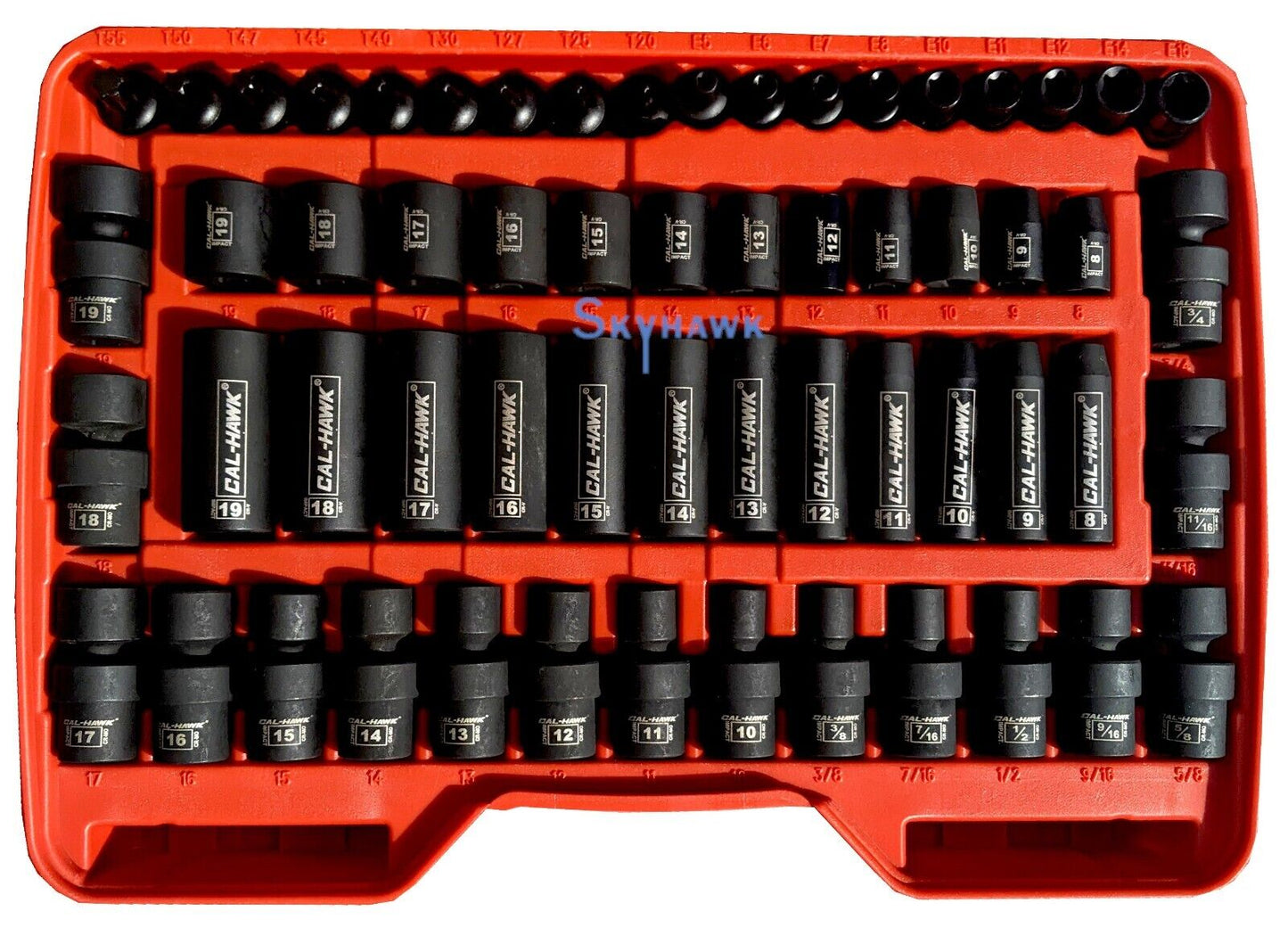 3/8 Inch Drive Deep / Standard Impact Socket Set (80-Piece - SAE / Metric) - skyhawktools