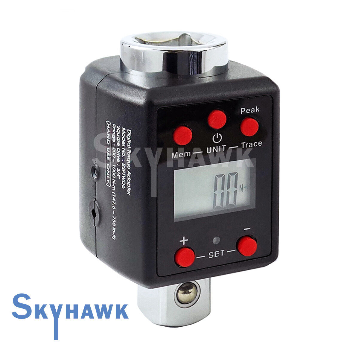 3/4" DR Digital Torque Wrench Adaptor Micro meter FT/LB LED 738 f/lb Microtorque - skyhawktools