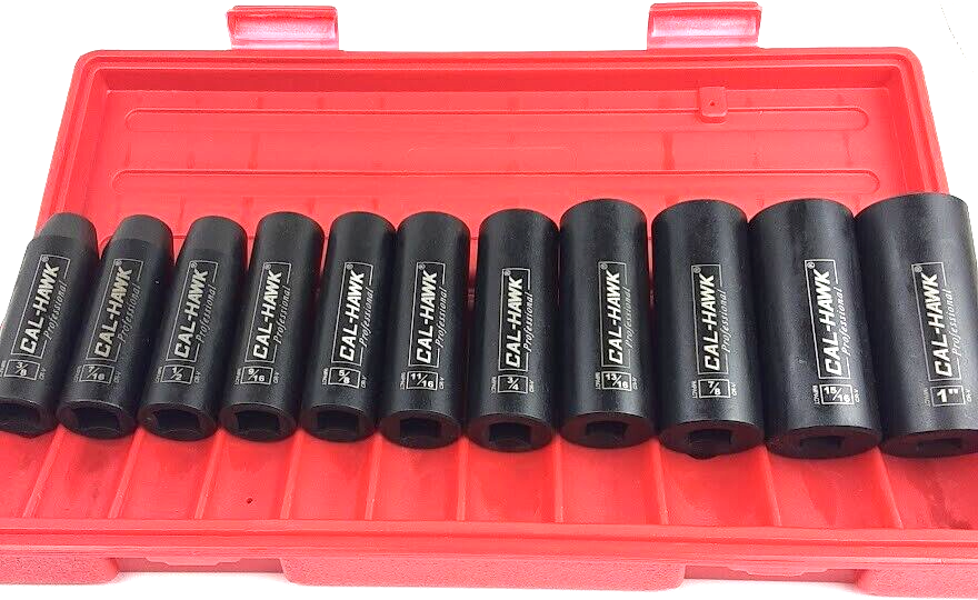 1/2 Inch Drive Deep Impact Socket Set (11-Piece - SAE) - skyhawktools