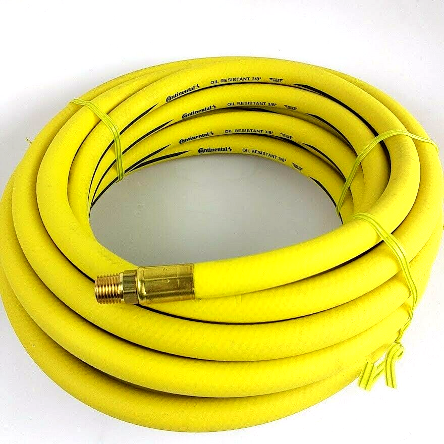 USA Continental 3/8" x 25 FT x 1/4" NPT Air Compressor Rubber Air Hose-Yellow