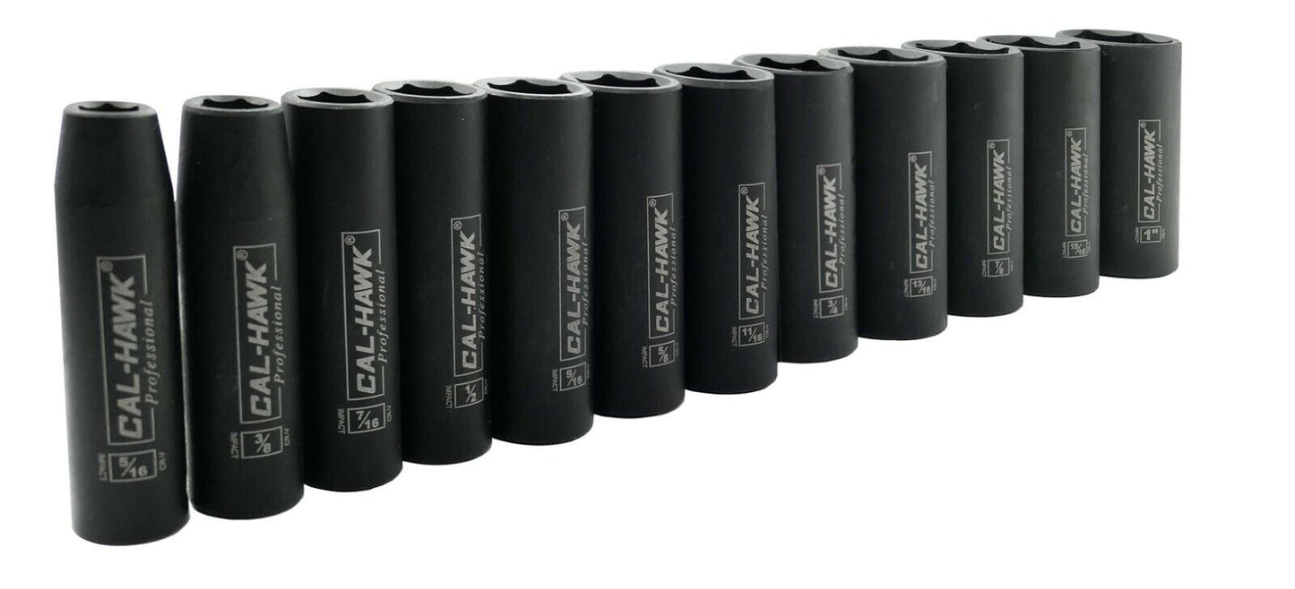 3/8 Inch Drive Deep Impact Socket Set (12-Piece - SAE) - skyhawktools