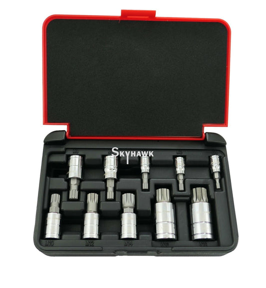 1/4 Inch / 3/8 Inch / 1/2 Inch Drive Tamper-Resistant / XZN Bit Socket Set (10-Piece)