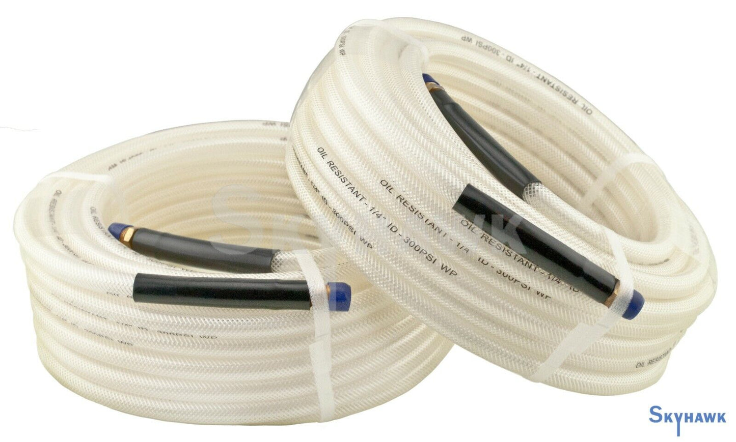 2 -  50' X 1/4" Air Hose 50 FT FLEXIBLE CLEAR PVC AIR HOSE 1/4" NPT 300 PSI