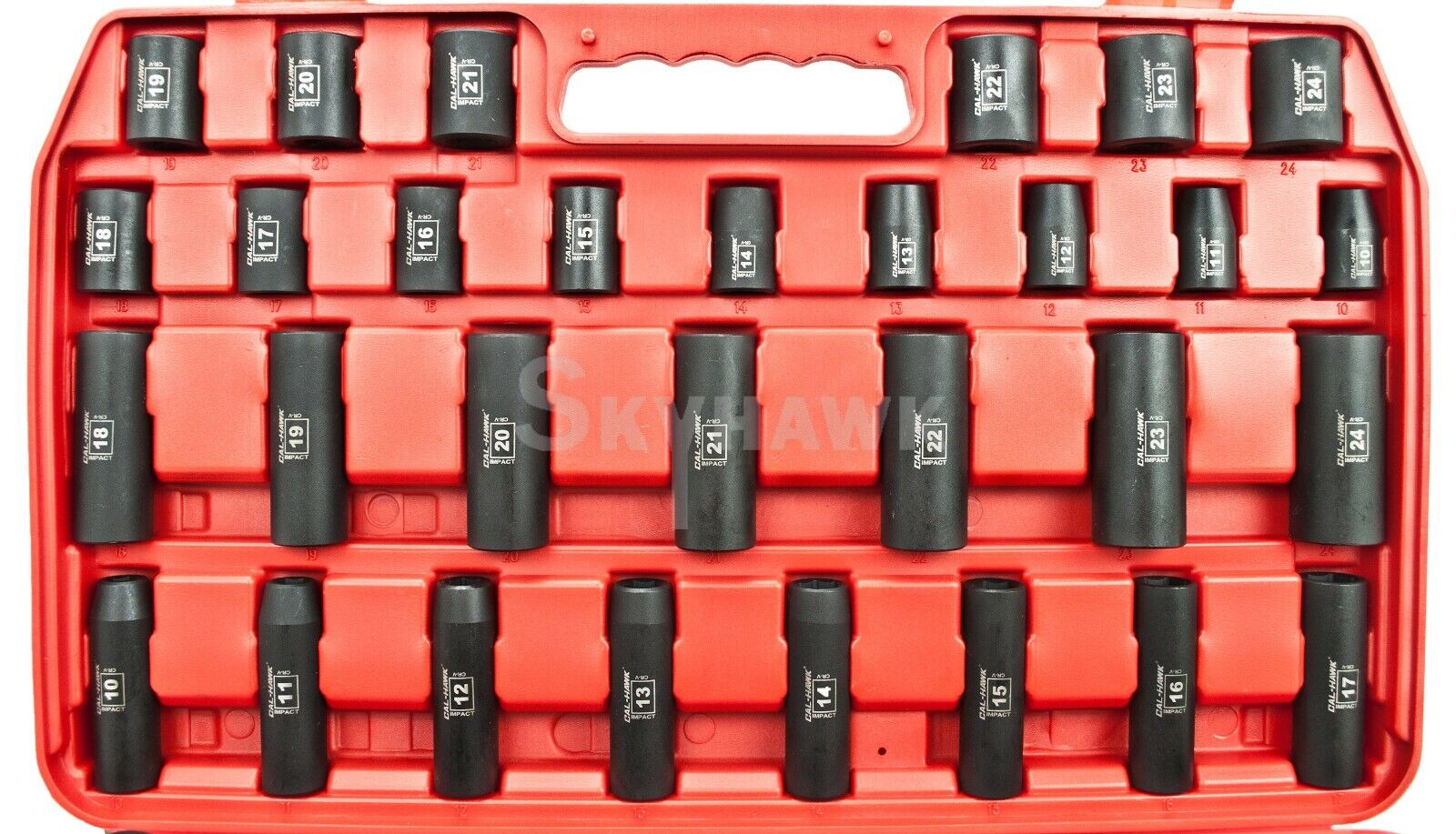 1/2 Inch Drive Deep / Standard Impact Socket Set (65-Piece - SAE / Metric) - skyhawktools