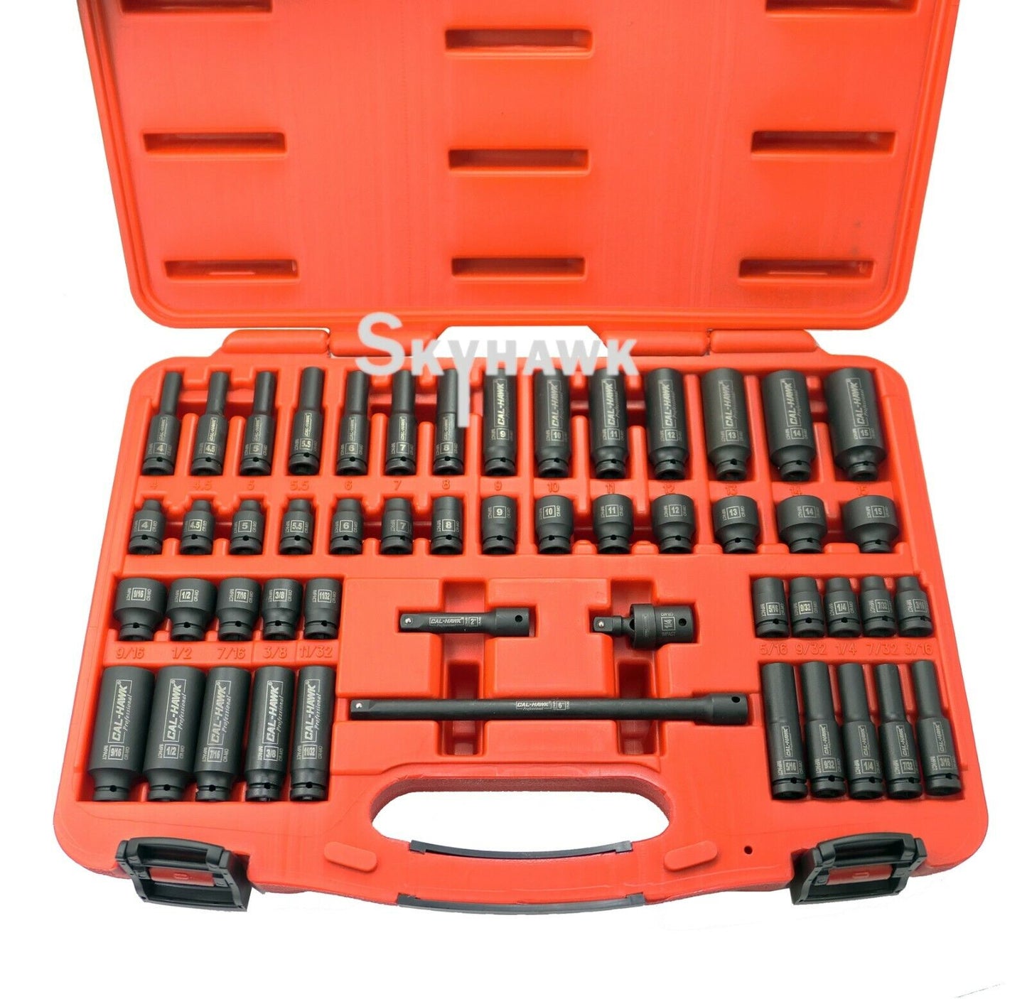 1/4 Inch Drive Deep / Standard Impact Socket Set (51-Piece - SAE / Metric) - skyhawktools