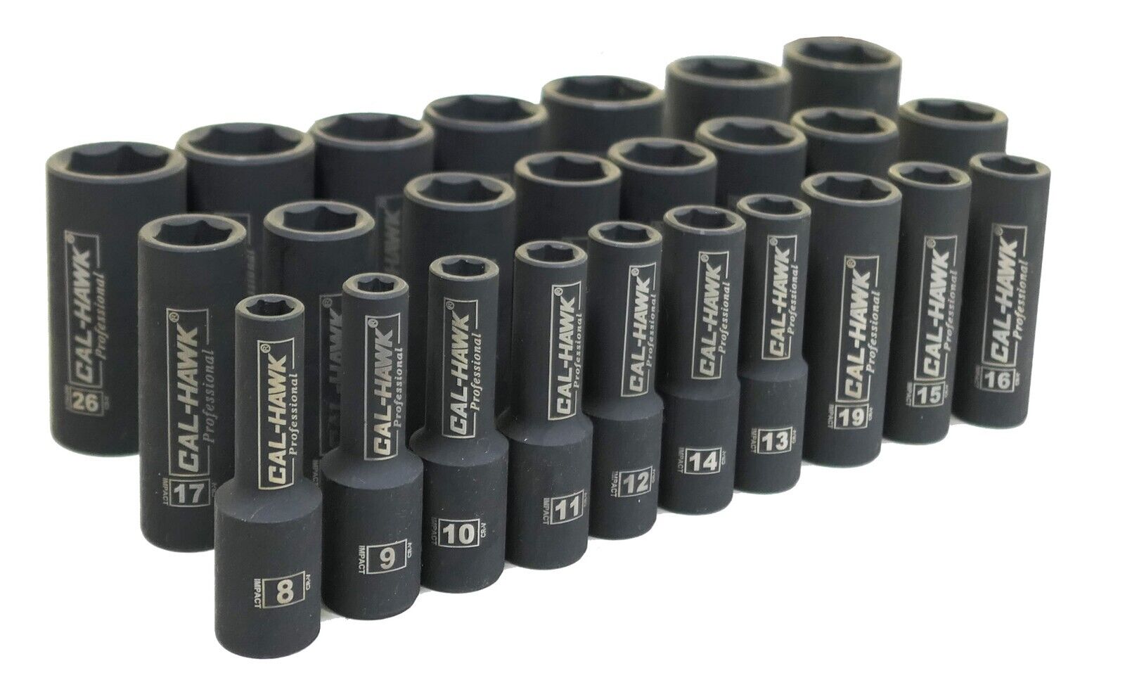 1/2 Inch Drive Deep Imapct Socket Set (25-Piece - Metric) - skyhawktools