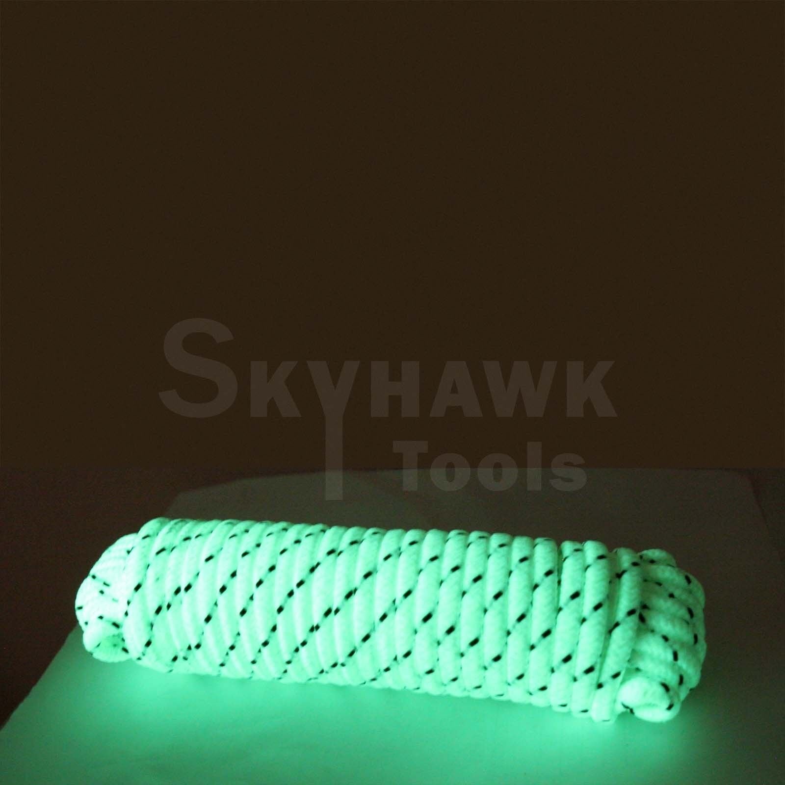 1/4"x50' GLOW IN THE DARK POLY DIAMOND BRAIDED ROPE CAMP BOAT TENT OUTDOOR 5 Hrs - skyhawktools