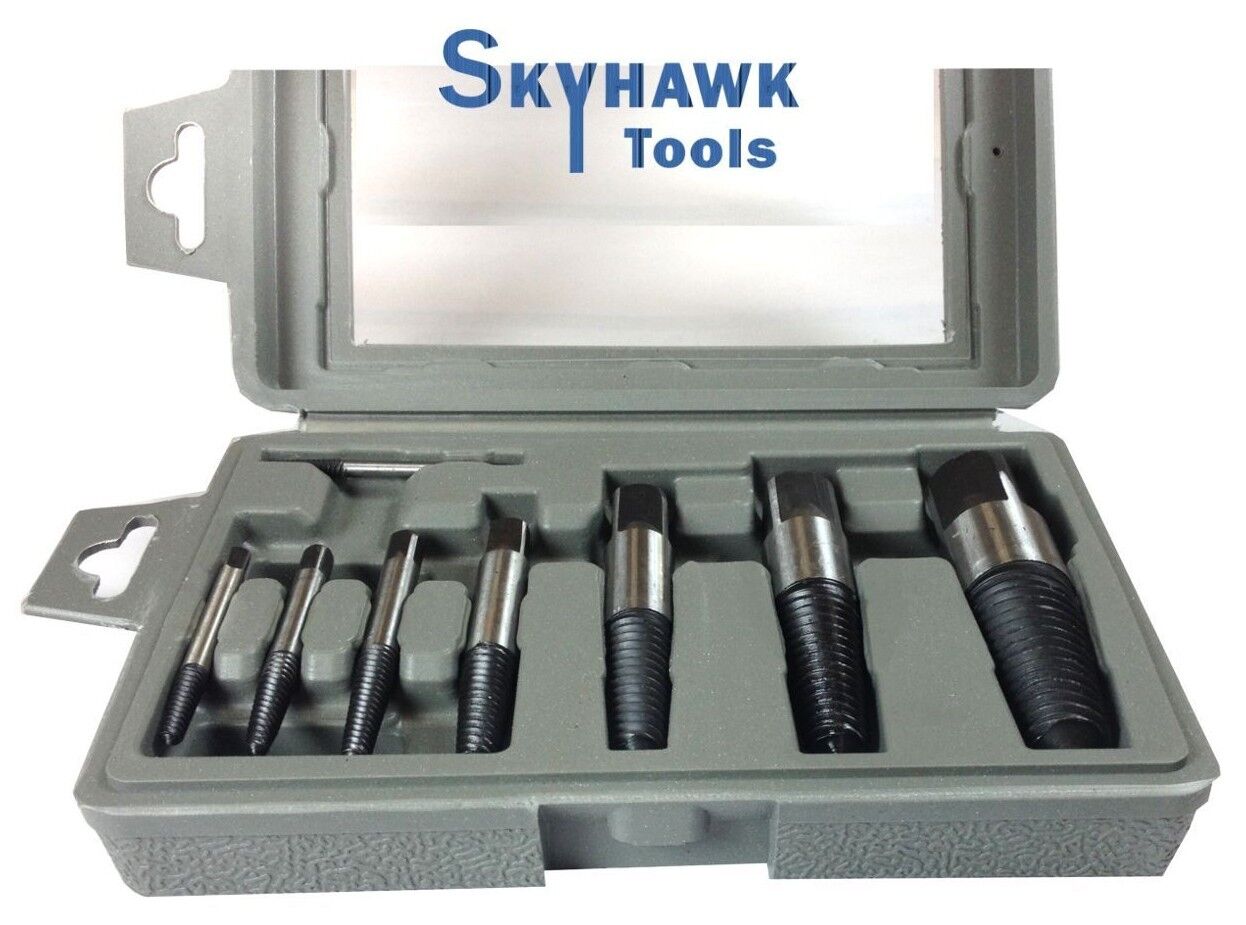 8 Pc Jumbo Screw Extractors Set Easy Outs Broken Bolt Stud 5/32" - 15/16" - skyhawktools