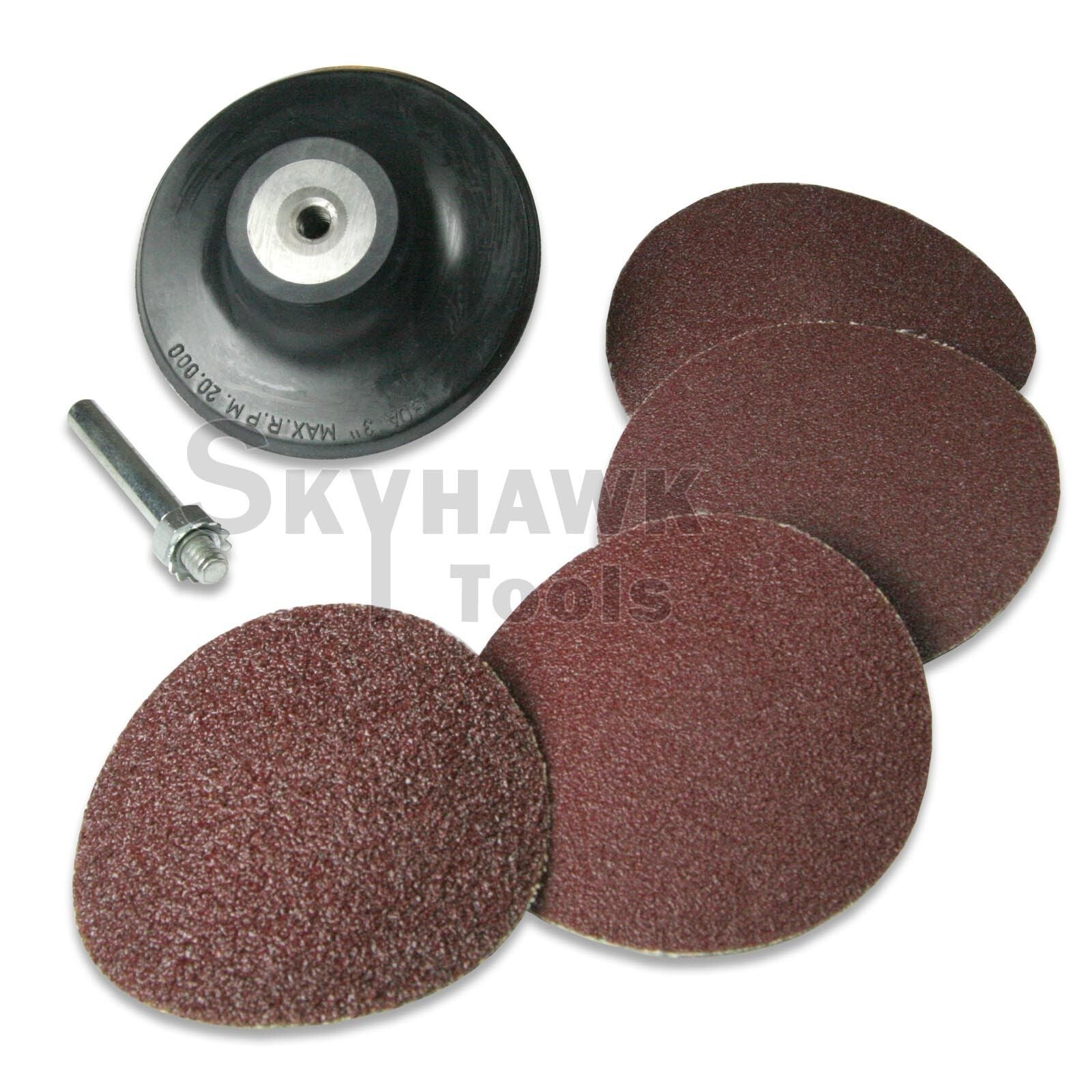 3" Roloc Surface Sanding Roll Lock Discs with Mandrel 40 60 80 100 Grits - skyhawktools