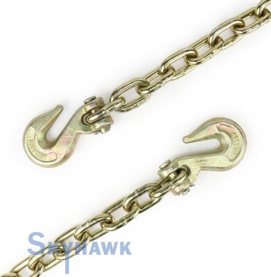 3/8" X 16' G43 Transport Tie Down Chain Truck Trailer Tow Chain & Clevis Hooks - skyhawktools