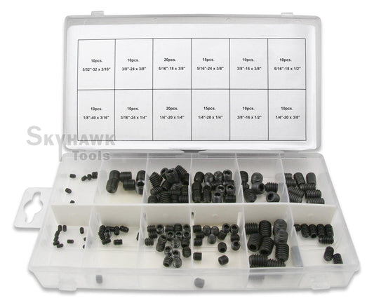 150pc Carbon Steel HEX KEY SCREW ASSORTMENT SET in 12 sizes - skyhawktools