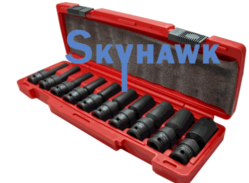 1/2 Inch Drive Universal Deep Impact Socket Set (10-Piece - SAE) - skyhawktools