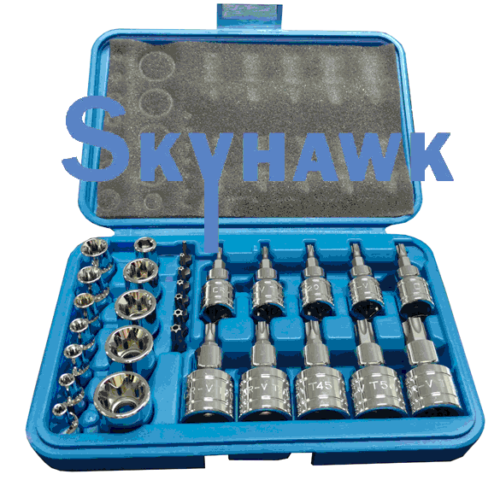 1/4 Inch / 3/8 Inch / 1/2 Inch Tamper-Resistant / Star Bit / External Star Socket Set (29-Piece)