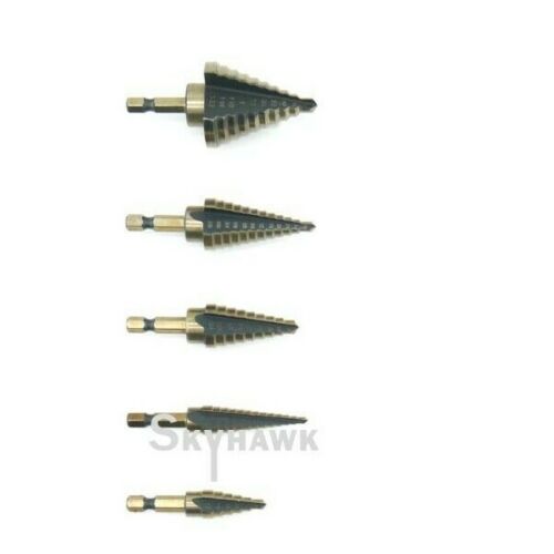 Cal-hawk 5pc Sae High Speed Steel w/ Cobalt Step Drill Set - skyhawktools