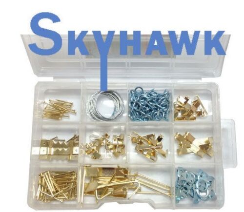 New 211 Pc FASTENER PICTURE WALL HANGING HOOKS NAIL WIRE KIT