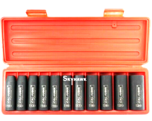 1/2 Inch Drive Deep Impact Socket Set (11-Piece - Metric) - skyhawktools