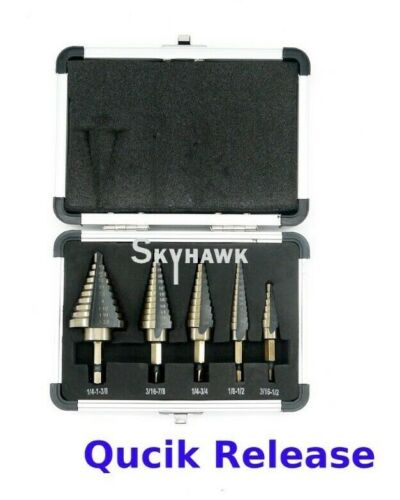 Cal-hawk 5pc Sae High Speed Steel w/ Cobalt Step Drill Set - skyhawktools