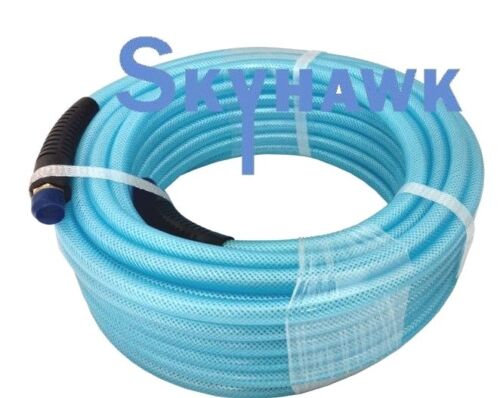 1/4" x 50' Air Hose Flexible Braid Roofing Clear Blue PVC NPT 300 PSI