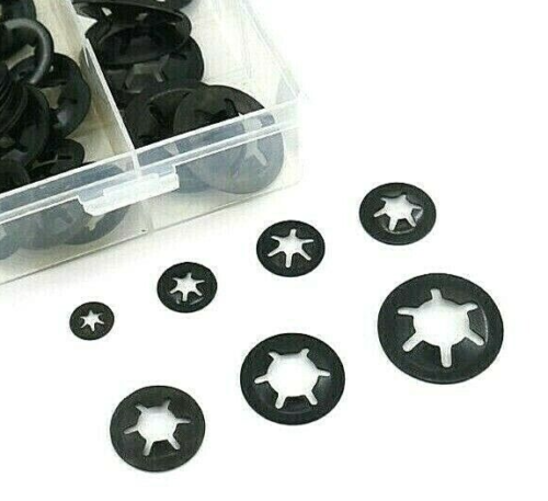 260-Pc Internal Tooth Star Lock Spring Quick Washer Push On Speed Nut Assortment