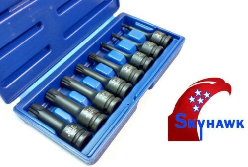 8 Pc 1/2" Drive Impact Tamper Spline Bit Socket Set Hubs Suspension Drain Plug