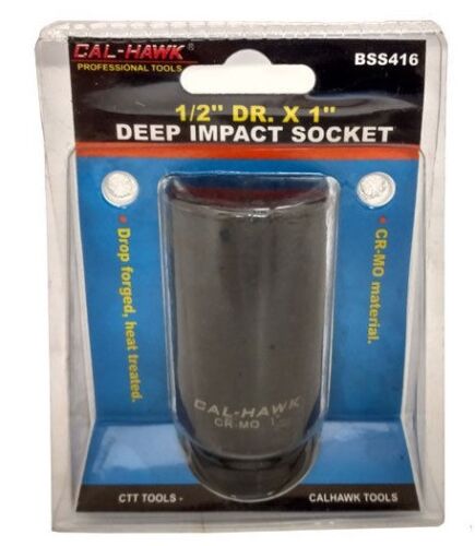 1/2" DR. X 1" DEEP IMPACT SOCKET 6 POINT SKTchrome vanadium CR-MO MATERIAL