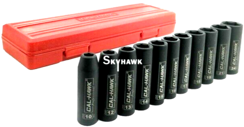 1/2 Inch Drive Deep Impact Socket Set (11-Piece - Metric) - skyhawktools